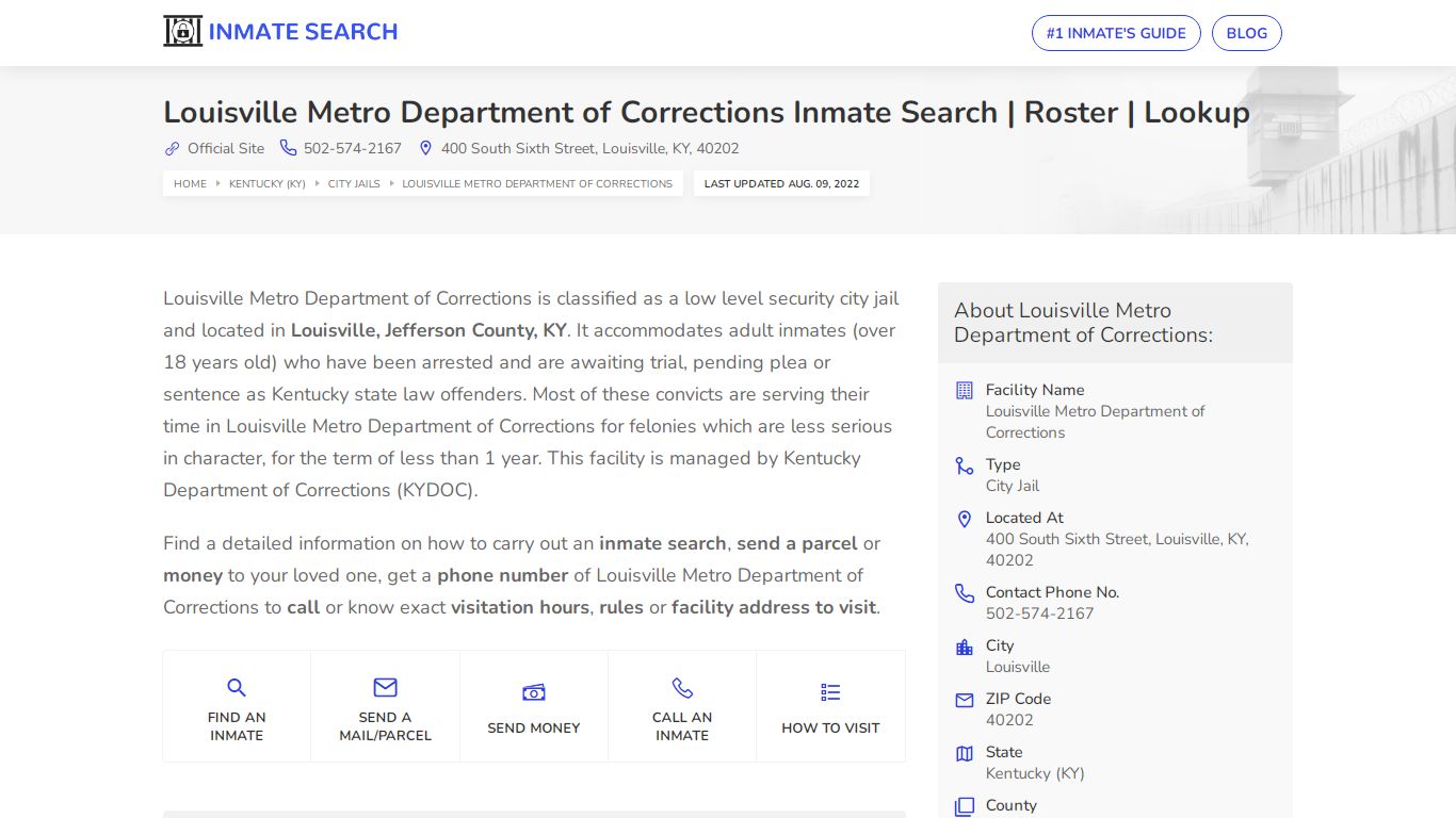 Louisville Metro Department of Corrections Inmate Search ...