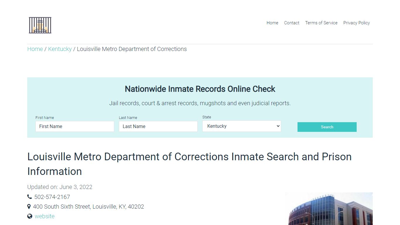 Louisville Metro Department of Corrections Inmate Search ...