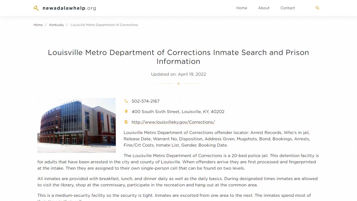 Louisville Metro Department of Corrections Inmate Search ...